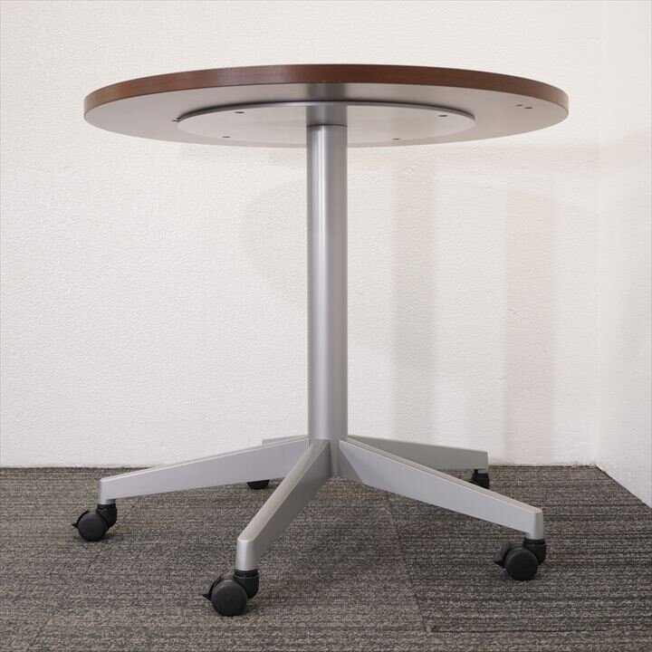 スチールケース 丸テーブル Φ800 H740 木目