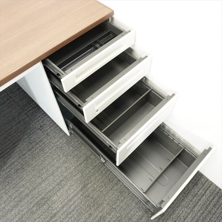 オカムラ アドバンス 両袖机 157 3×4段 H720 木目 特価品（1）