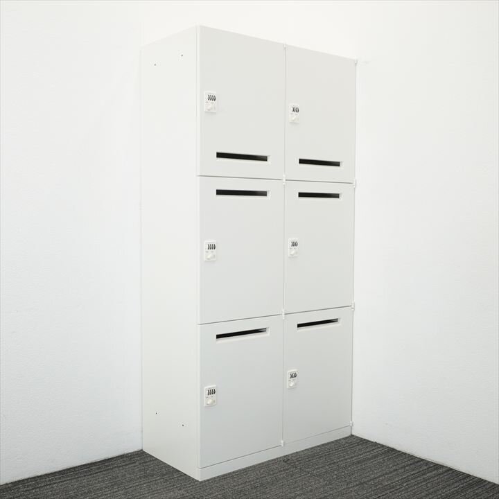 オカムラ レクトライン ダイヤル式6人用モバイルロッカー コンセント付 H1810 ZA75色