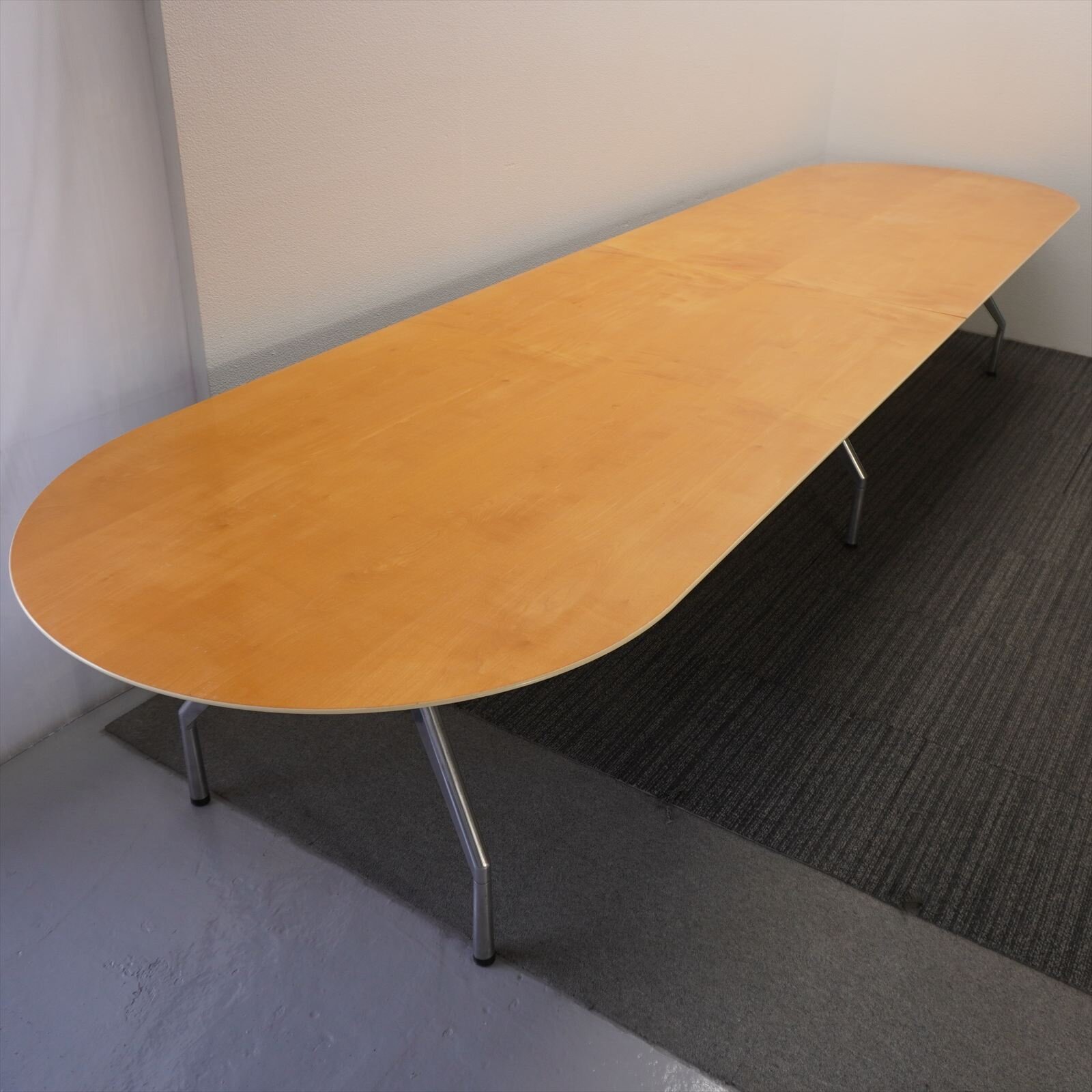 フロッシャー ドイツ製 楕円型ミーティングテーブル W4300 D1100 H720 木目