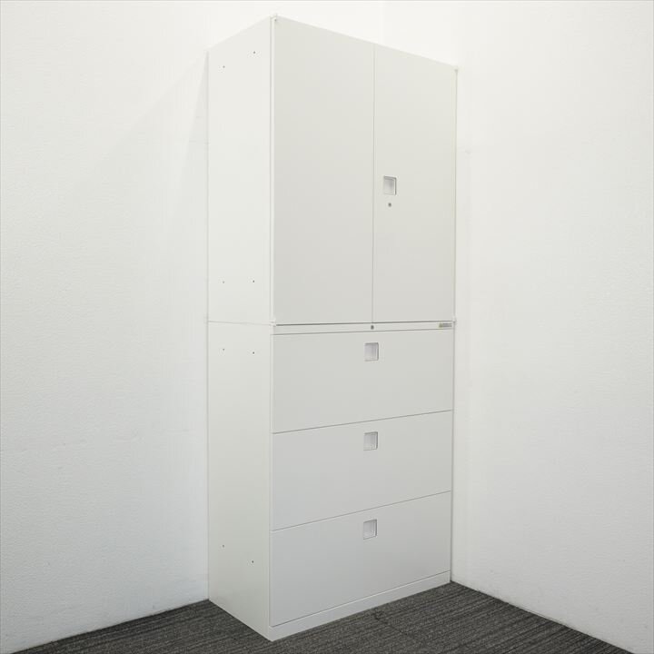 オカムラ レクトライン 3段ラテラル+両開き書庫 W900 D450 H2150 ZA75色