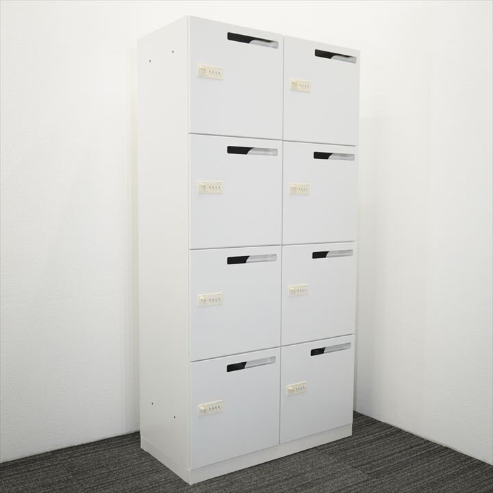 コクヨ エディア ダイヤル式8人用モバイルロッカー オートダイヤルロック(ゼロックE) H1810 ホワイト 【錠前に日焼け有り】