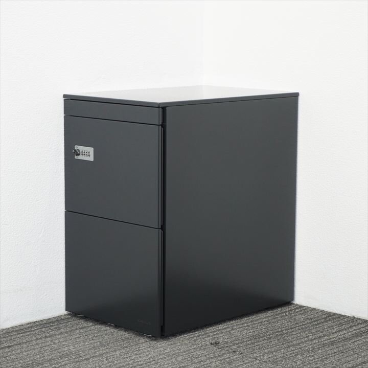 【2023年製】オカムラ プロユニット ダイヤル式3段ワゴン ペントレー サイド取手 H650 ブラック