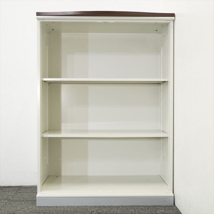 プラス XF オープン書庫 マホガニー天板付 W800 D400 H1120 ホワイト