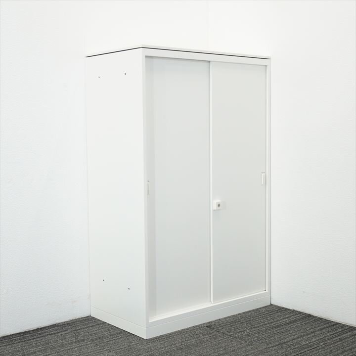 オカムラ レクトライン ２枚引戸書庫 天板付 W800 D450 H1265