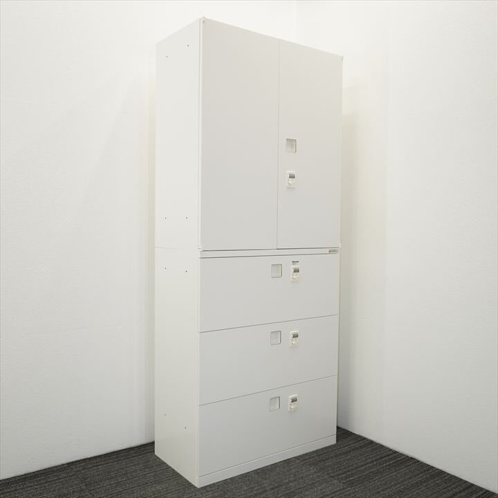 オカムラ レクトライン ダイヤル式セパレートロック3段ラテラル+両開き書庫 個別ロックタイプ H2150 (2)