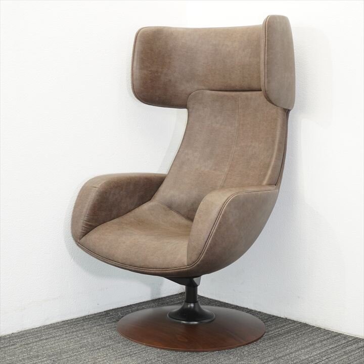 【2021年製】オカムラ ライブス パーソナルチェア ワークヴェルタイプ 革張り／ブラウン