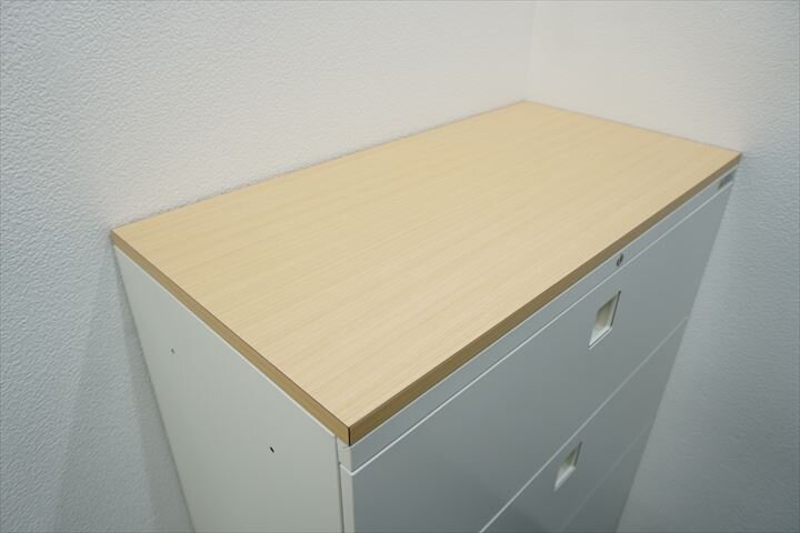 オカムラ レクトライン 4段ラテラル書庫 特注木天板付 H1270 ZA75色