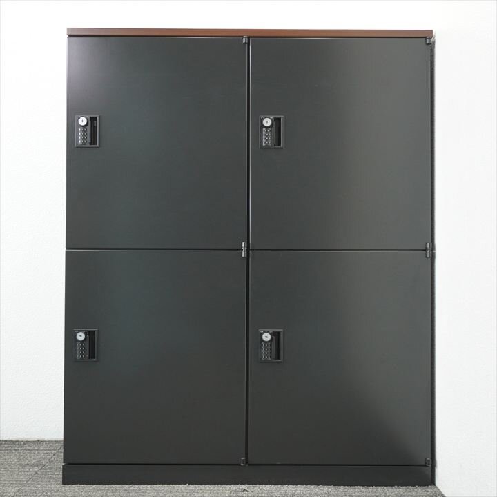 ウチダ エルレージ ダイヤル式4用モバイルロッカー 木天板付 H1120 ブラック