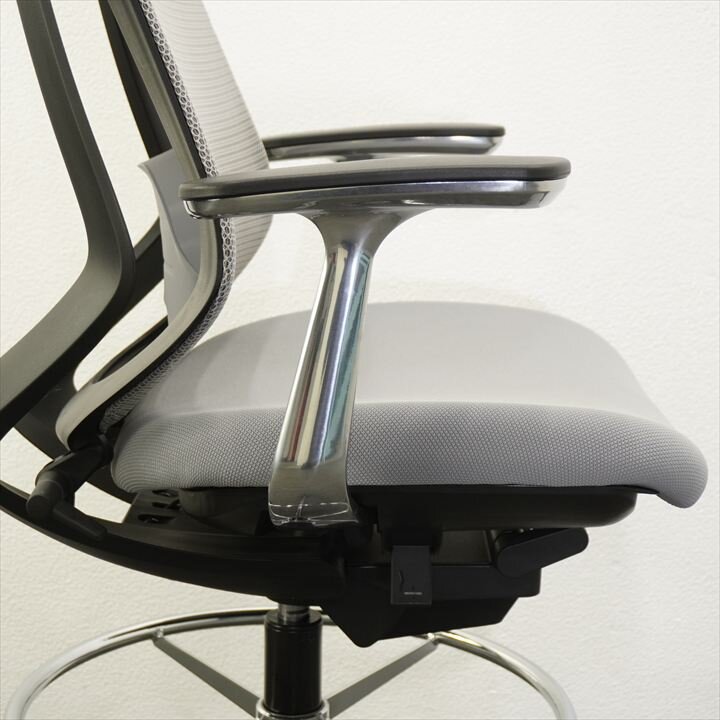 コクヨ デュオラ ハイチェアー 固定肘 ハイバック ランバー付 グレー