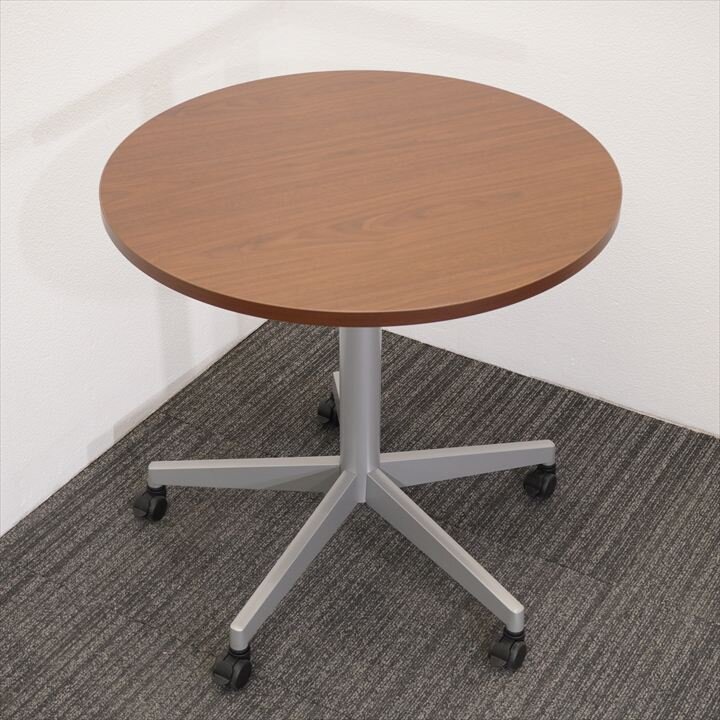 スチールケース 丸テーブル Φ800 H740 木目