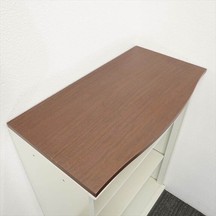 プラス XF オープン書庫 マホガニー天板付 W800 D400 H1120 ホワイト