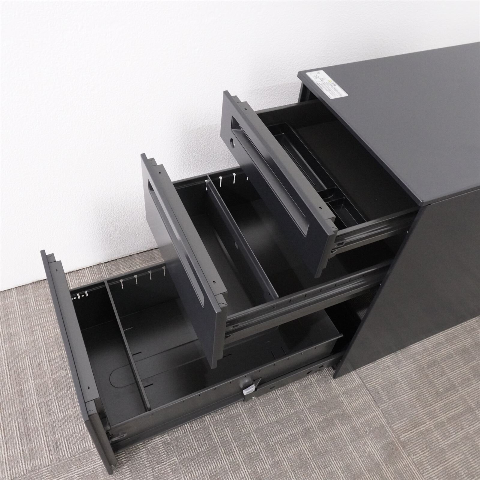 オカムラ アドバンス 3段ワゴン ペントレー H650 ブラック