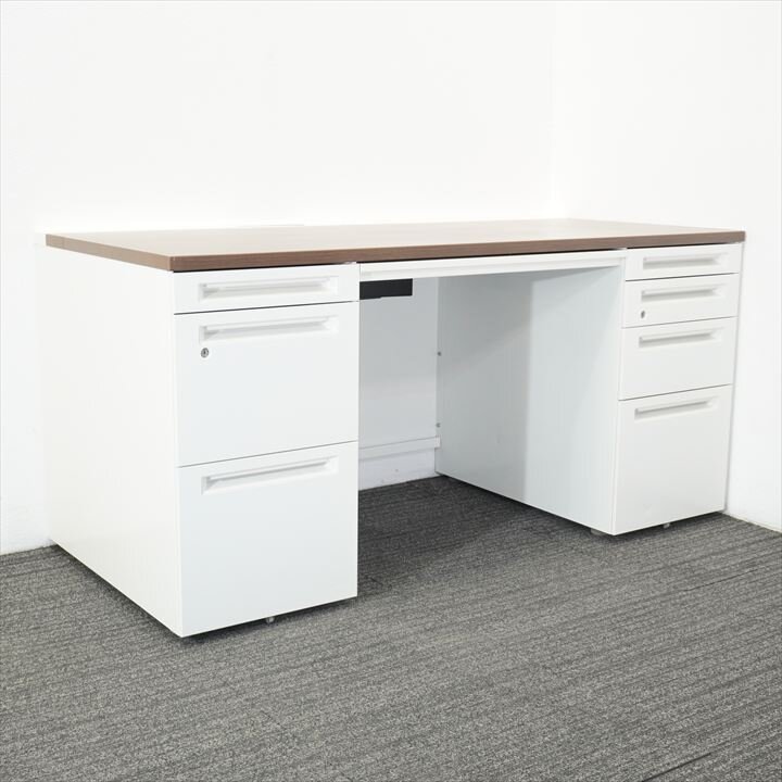 オカムラ アドバンス 両袖机 157 3×4段 H720 木目