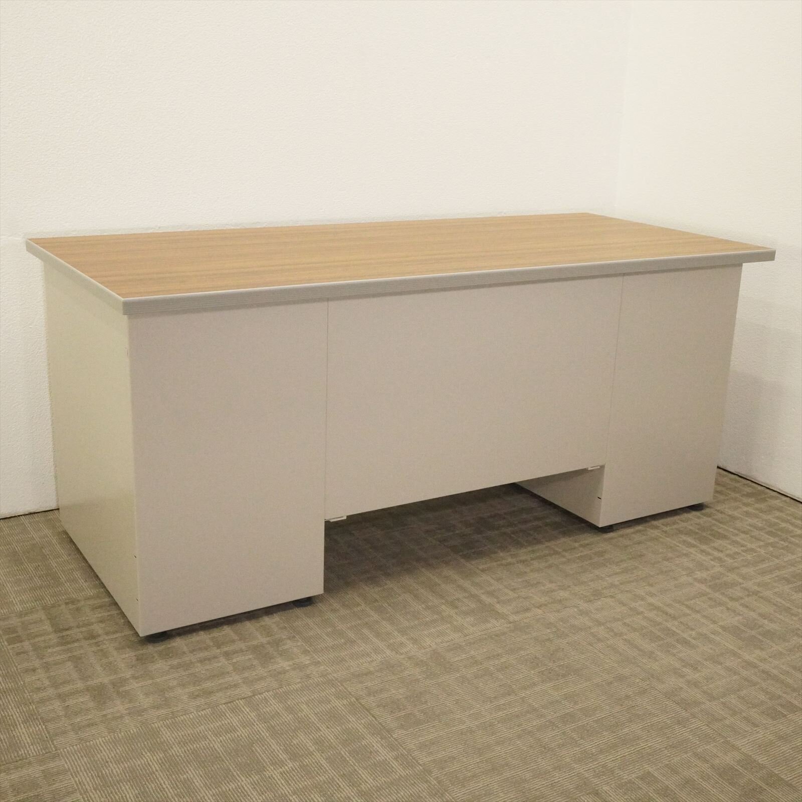 コクヨ SR型 両袖机 167 3×3段 木目天板