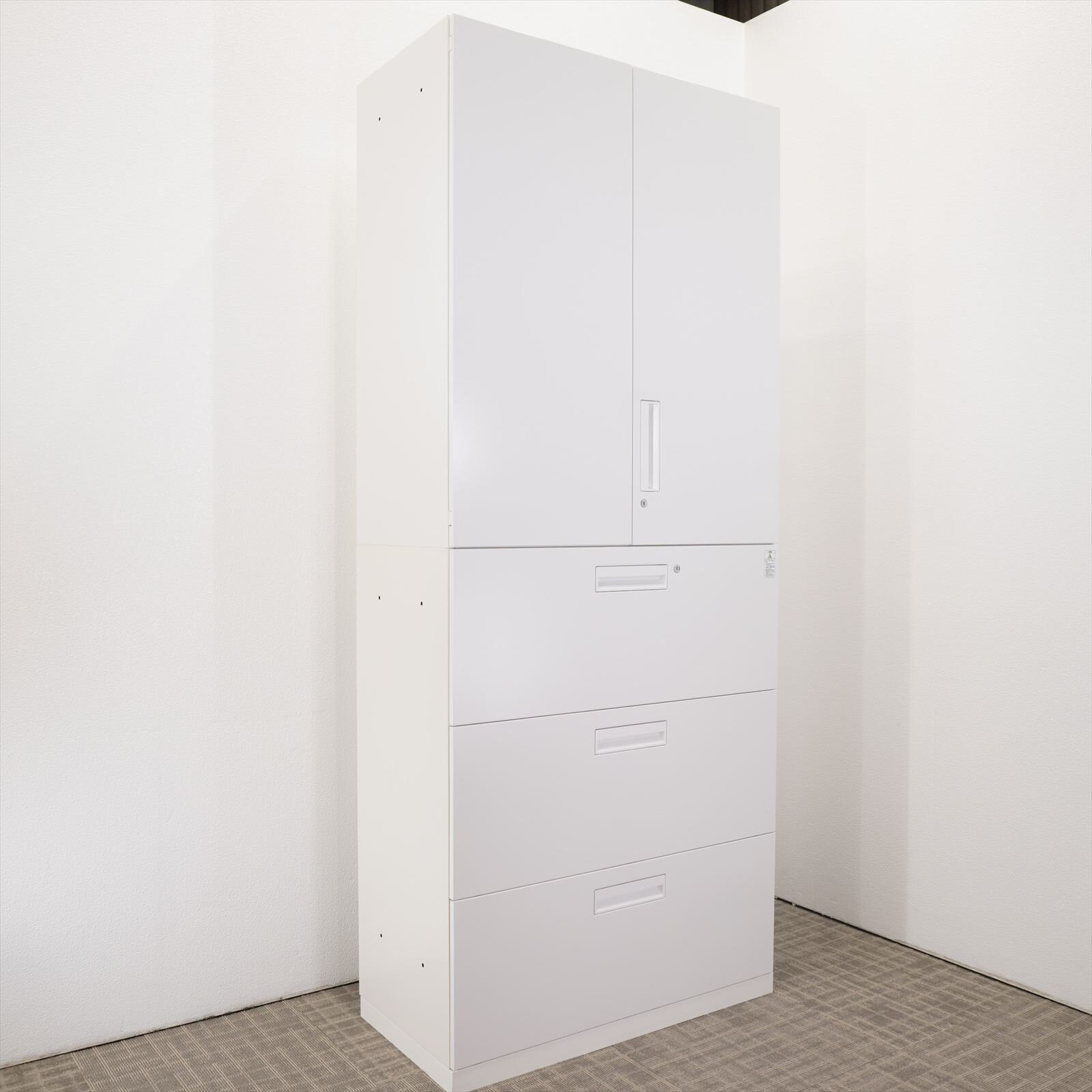 コクヨ エディア 3段ラテラル書庫＋両開き書庫 H2150 ホワイト 特価品