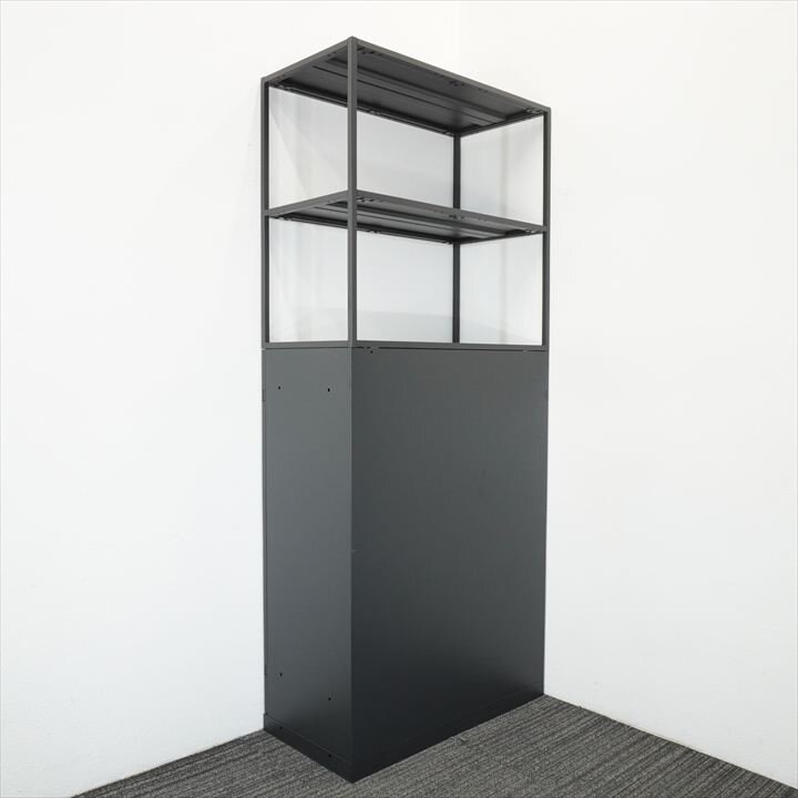 イトーキ エス 両開き書庫+ ノットワーク システム収納上フレーム H2100 ブラック 特価品