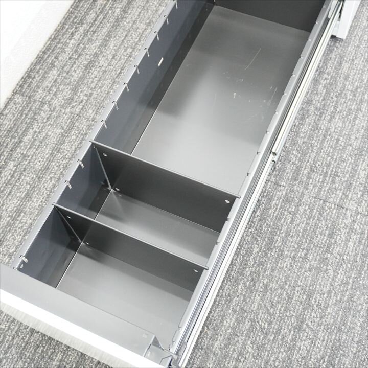 オカムラ プロユニット スリム３段ワゴン ロングタイプ サイド取手 前アジャスター H648