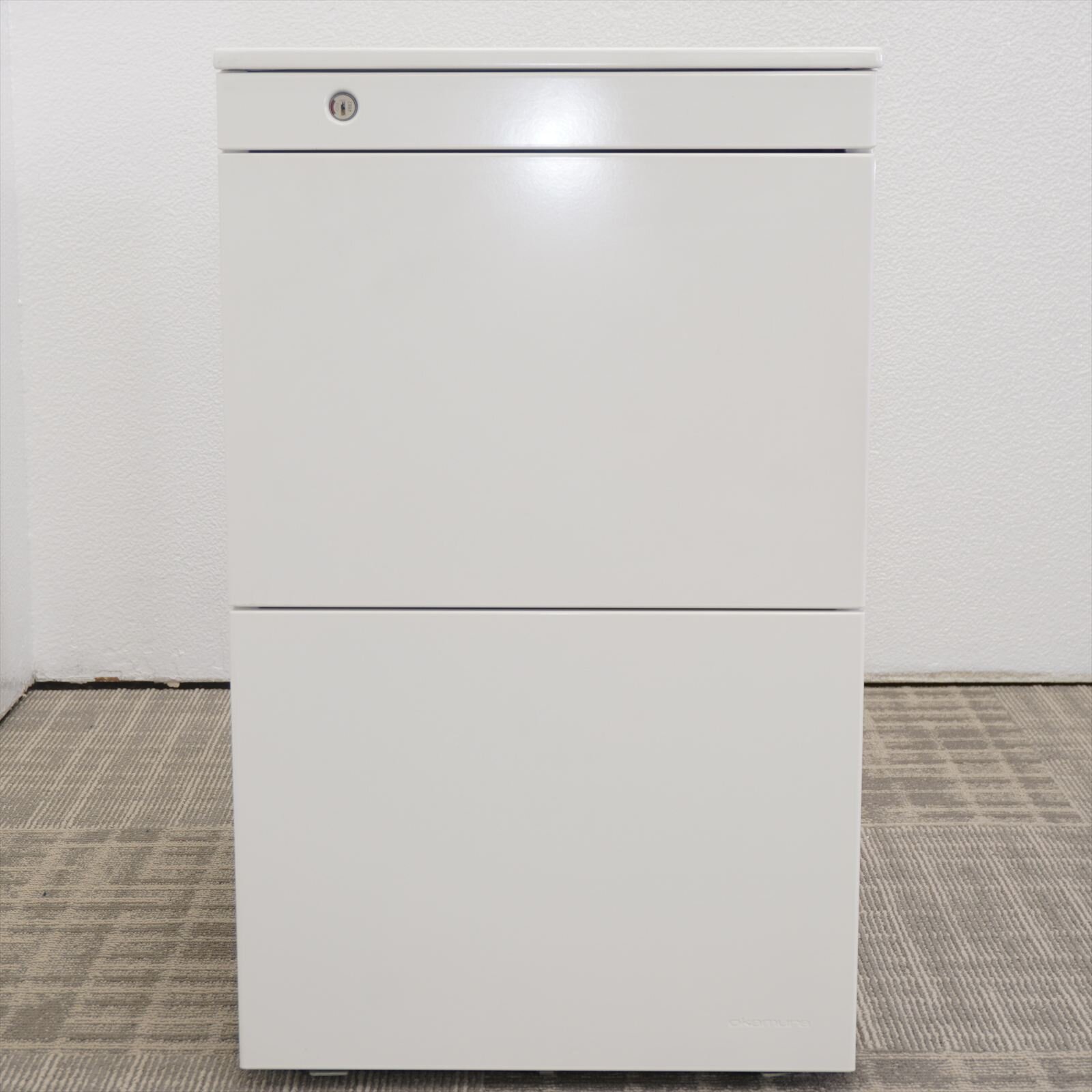 オカムラ プロユニット ３段ワゴン ペントレー サイド取手 H650 ホワイト