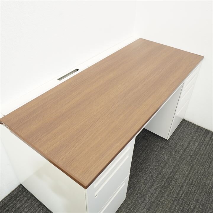 オカムラ アドバンス 両袖机 157 3×4段 H720 木目 特価品（1）