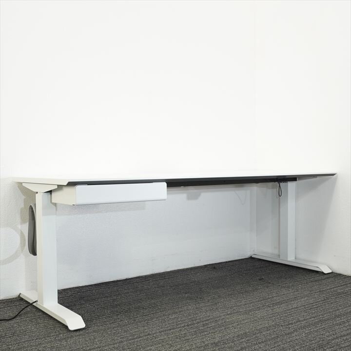 コクヨ シークエンス スタンダートテーブル 昇降デスク センター引き出し(左側配置) W1750 D675 H630-1290 ホワイト
