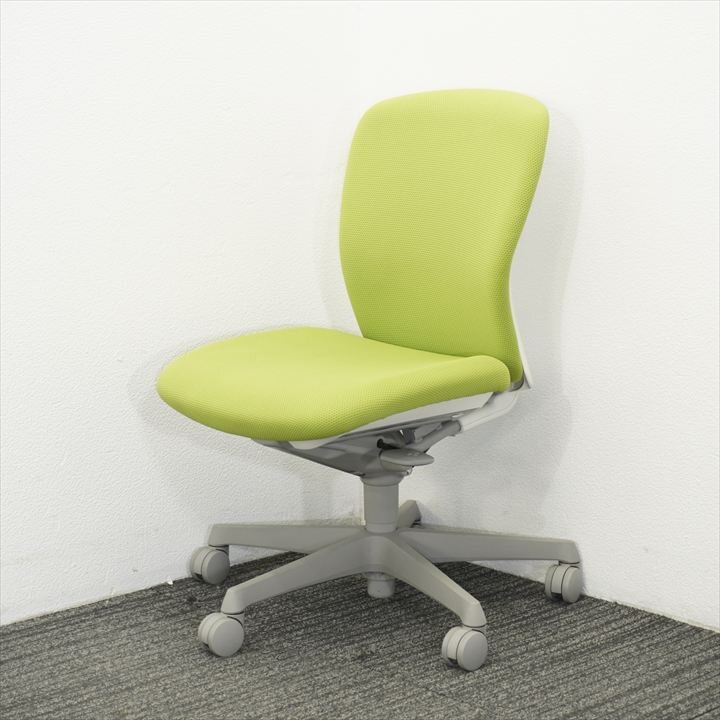 オカムラ スラート 肘無し ライトグリーン ホワイトシェル