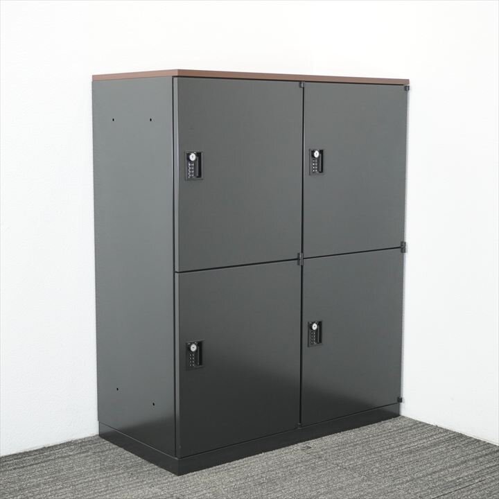 ウチダ エルレージ ダイヤル式4用モバイルロッカー 木天板付 H1120 ブラック