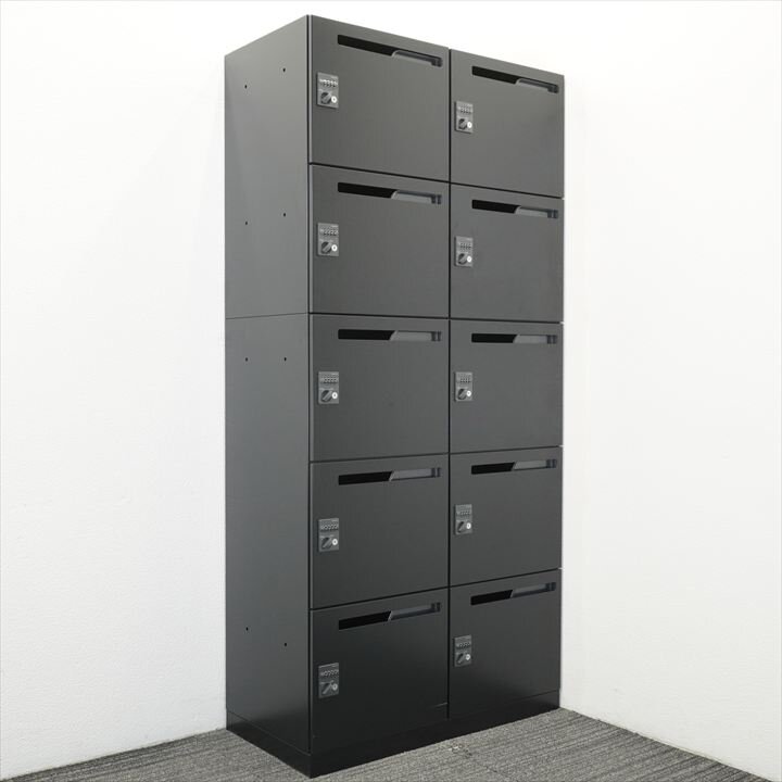 【2021年製】コクヨ イノン ダイヤル式10人用モバイルロッカー 庫内仕切りSタイプ H1910 ブラック