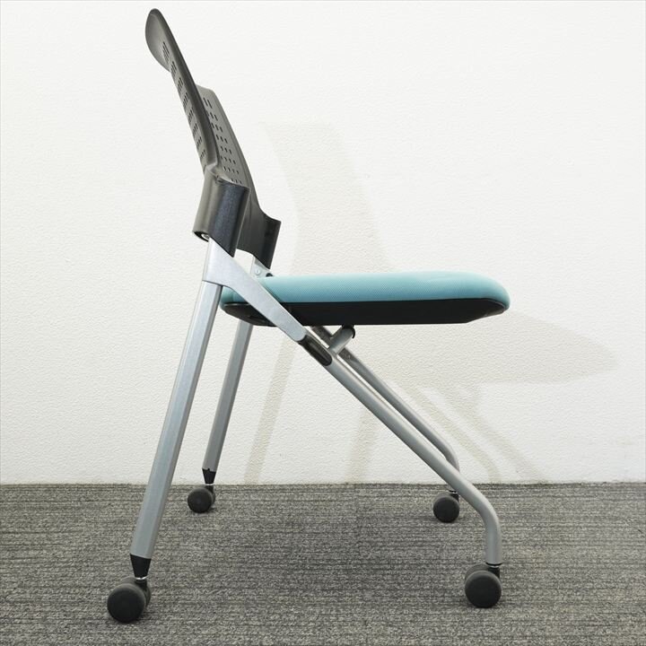 【2017年製】イトーキ モノン ミーティングチェア 樹脂メッシュバック ターコイズブルー