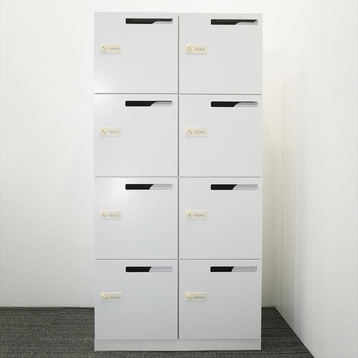 コクヨ エディア ダイヤル式8人用モバイルロッカー オートダイヤルロック(ゼロックE) H1810 ホワイト 【錠前に日焼け有り】