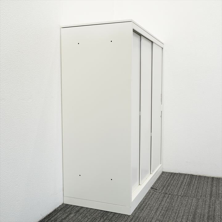 オカムラ レクトライン ３枚引戸書庫 天板付 W900 D450 H1115 特価品