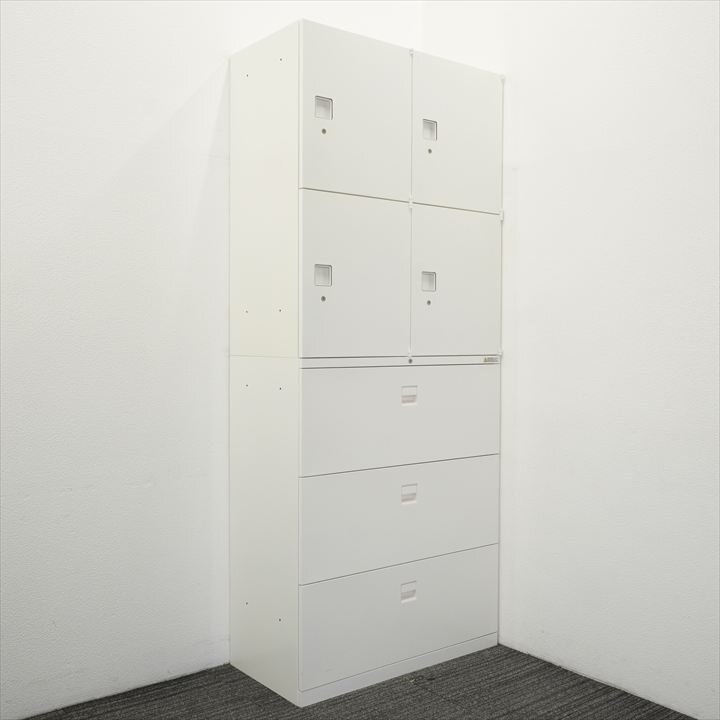 オカムラ SAデュオライン 3段ラテラル+4人用モバイルロッカー W900