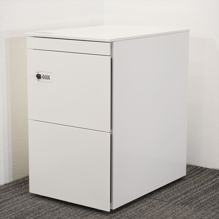 オカムラ プロユニット ダイヤル式3段ワゴン ペントレー サイド取手 H650 ホワイト 特価品