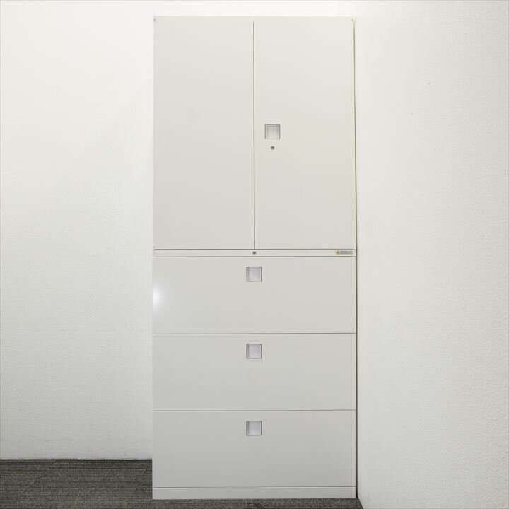 オカムラ レクトライン 3段ラテラル+両開き書庫 W900 D450 H2150 ZA75色 特価品