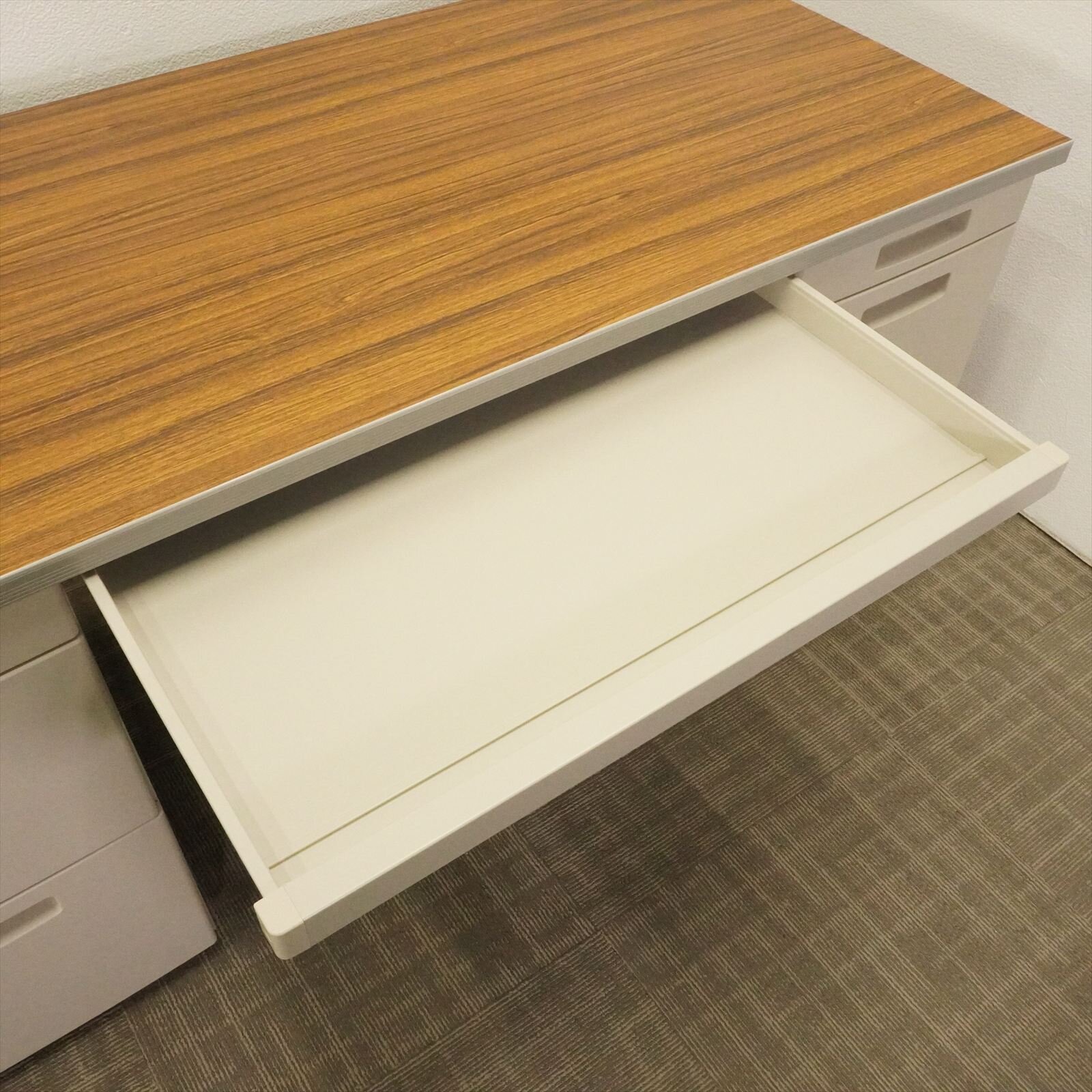 コクヨ SR型 両袖机 167 3×3段 木目天板