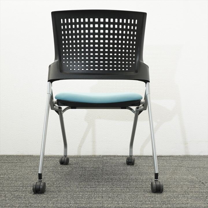 【2017年製】イトーキ モノン ミーティングチェア 樹脂メッシュバック ターコイズブルー