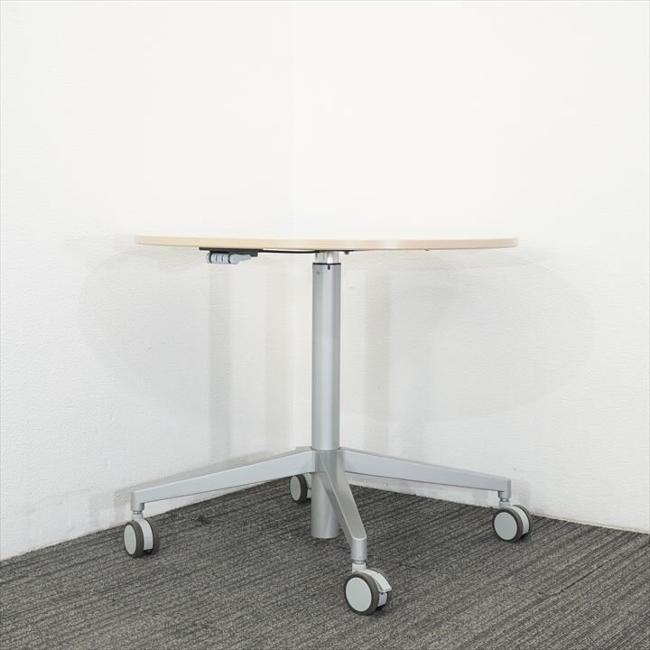 コクヨ 昇降丸テーブル ８０Φ 木目