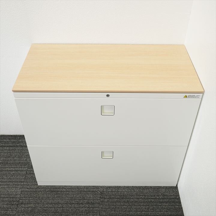 オカムラ レクトライン 2段ラテラル書庫 天板付 H775 ZA75色