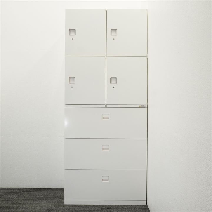 オカムラ SAデュオライン 3段ラテラル+4人用モバイルロッカー W900 D450 H2150 ZA75色