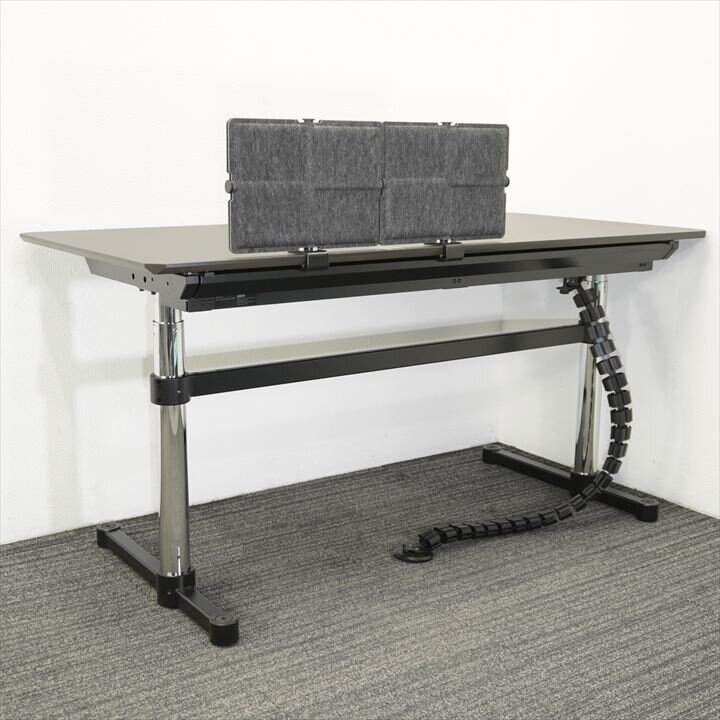 USMキトス 手動上下昇降デスク ブラック W1600D700- 中古オフィス