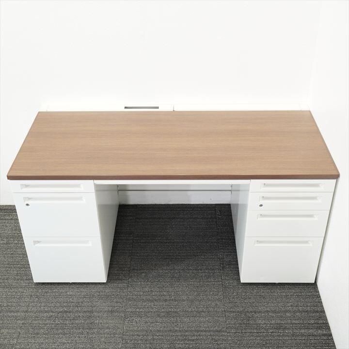 オカムラ アドバンス 両袖机 157 3×4段 H720 木目