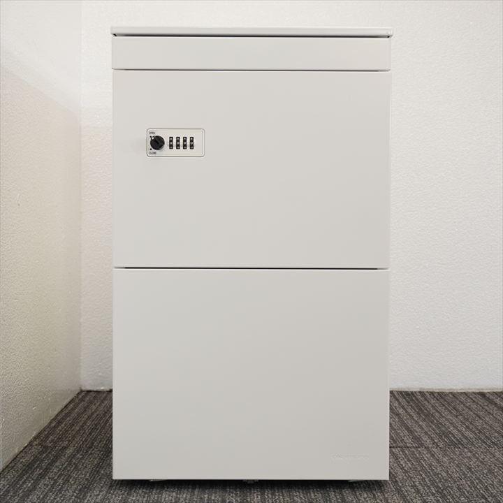 オカムラ プロユニット ダイヤル式3段ワゴン ペントレー サイド取手 H650 ホワイト 特価品