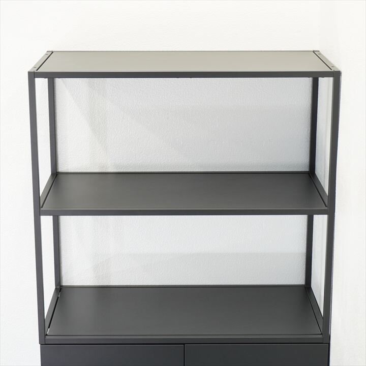 イトーキ エス 両開き書庫+ ノットワーク システム収納上フレーム H2100 ブラック 特価品