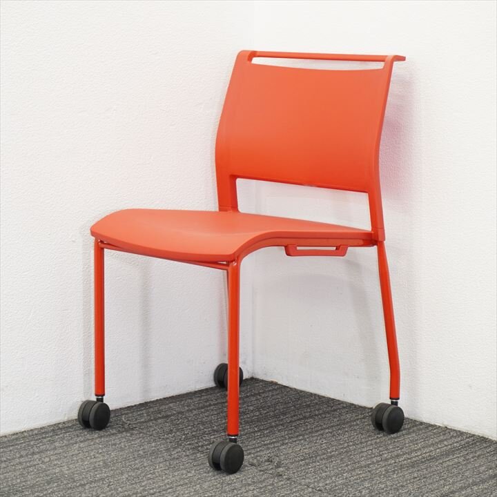 イトーキ A-5 ミーティングチェア 4本脚 肘無し キャスター付 背座樹脂