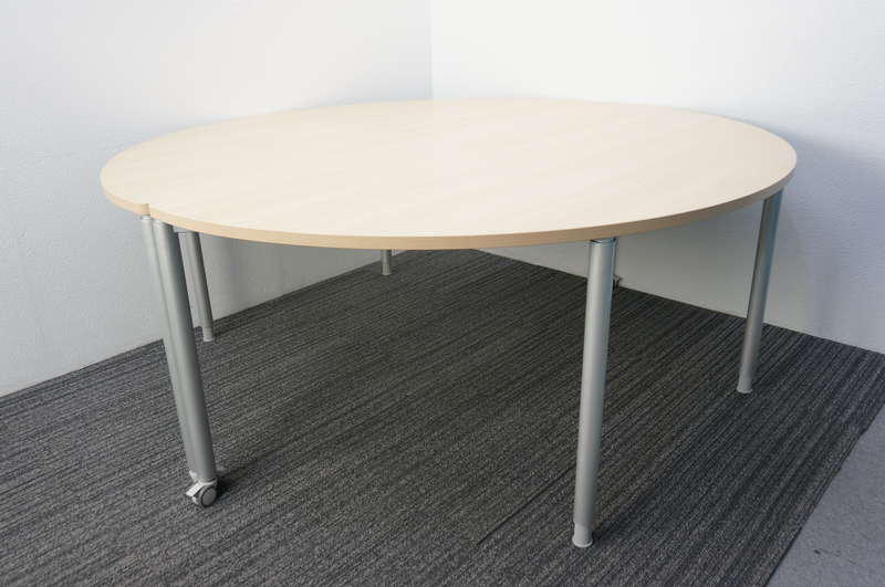 オカムラ アプションフリー フレキシブルテーブル ハーフサイクルタイプ ネオウッドライト W1800 D900 H7 ネオウッドライト 2台セット Okamura Aption Free フレキシブルテーブル サークルテーブル 中古 木目 中古オフィス家具の専門店 天下一