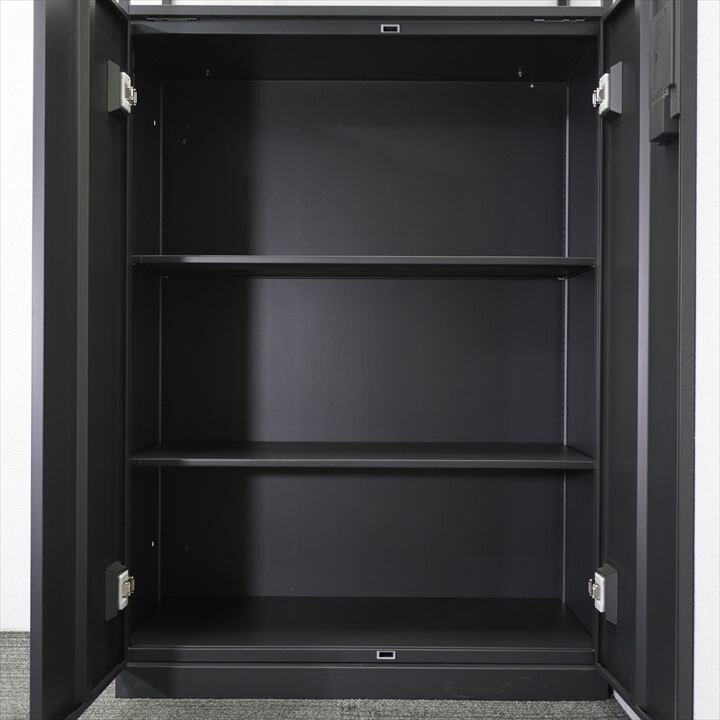 イトーキ エス 両開き書庫+ ノットワーク システム収納上フレーム H2100 ブラック