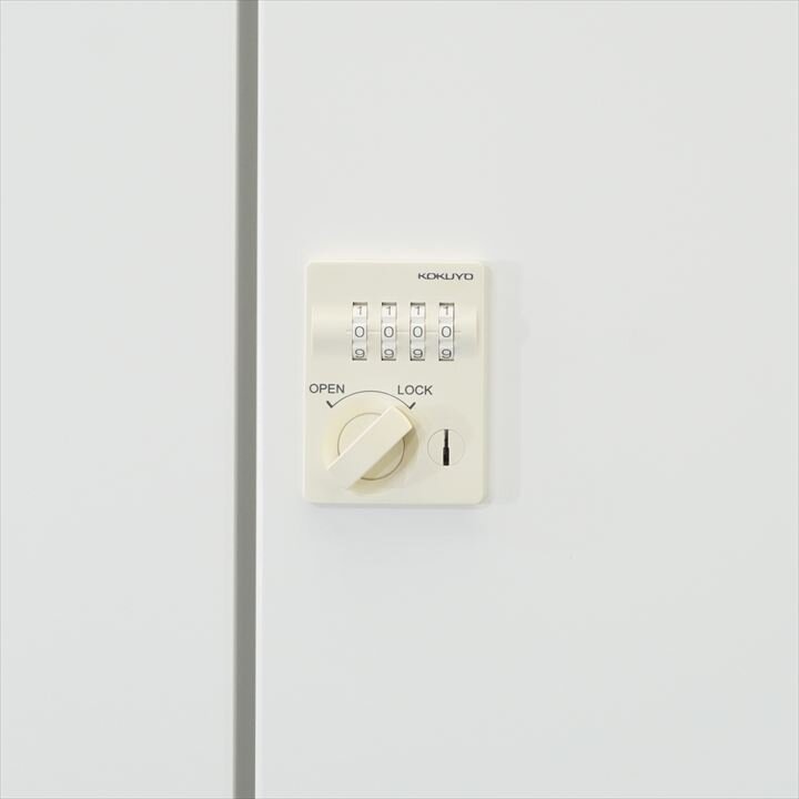 コクヨ エディア ダイヤル式4人用モバイルロッカー 投入口無し ナチュラル天板付 H1270 ホワイト