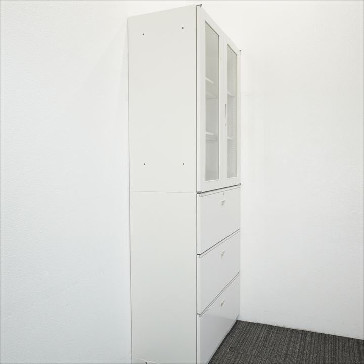 イトーキ シンライン 3段ラテラル+ガラス両開き書庫 H2140 W9色