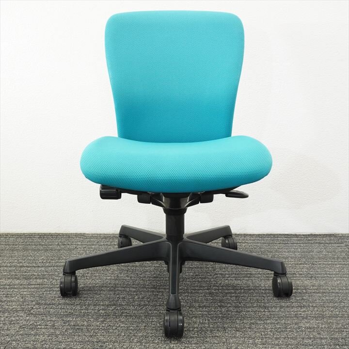 オカムラ スラート 肘無し ブルーグリーン ブラックシェル