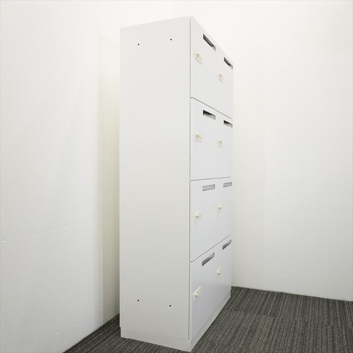 コクヨ エディア ダイヤル式8人用モバイルロッカー オートダイヤルロック(ゼロックE) H1810 ホワイト 【錠前に日焼け有り】